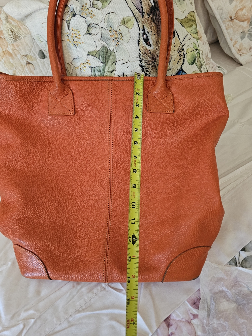 Orange Leather Tote Bag - Classic Carryall - Picture 2 of 11